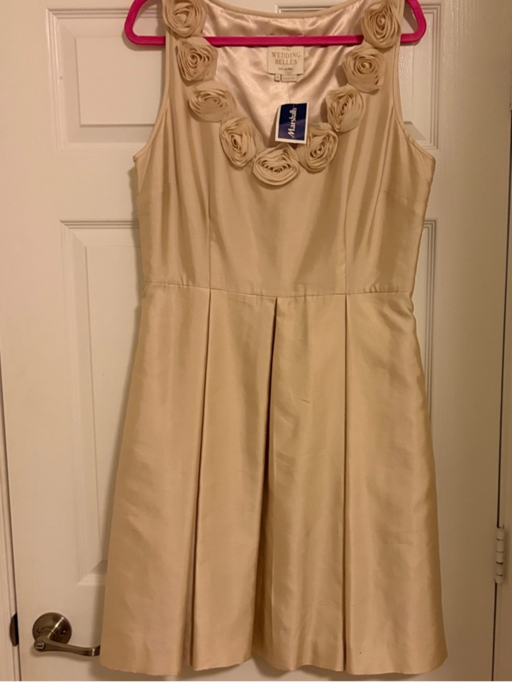 kate spade Satin Ivory A-Line Dress with Rosette Neckline